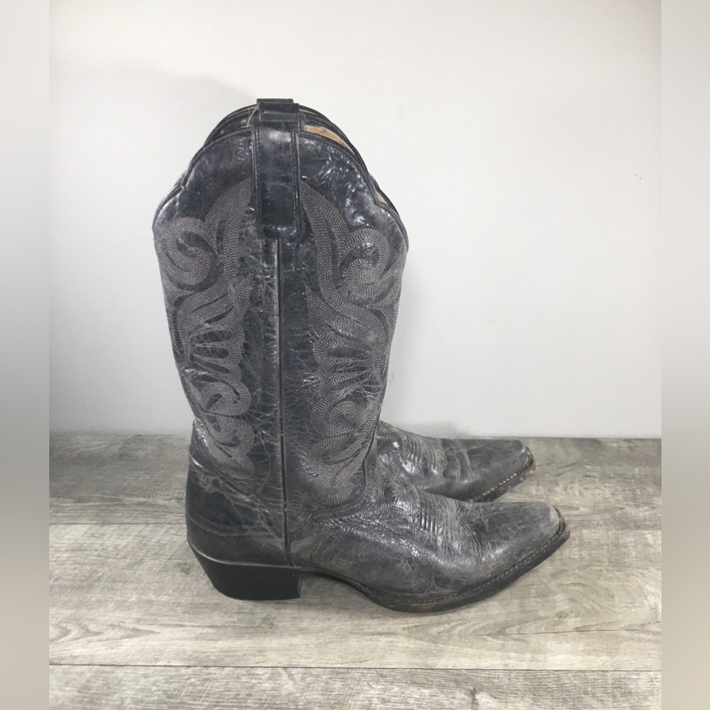 J B DILLON JBW2301 Women’s Gray Leather Snip Toe Cowgirl Western Boots Size 9.5